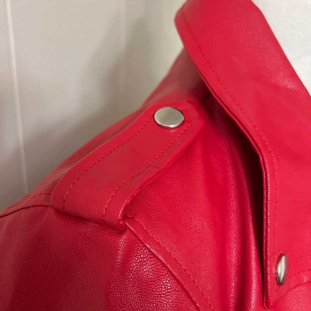 Current Mood Born Sinner Moto Jacket red & black faux Leather small NWT - Picture 8 of 16
